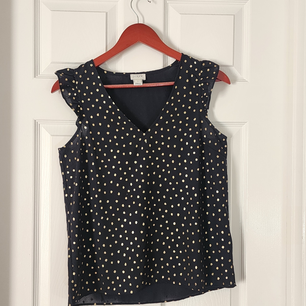 J. Crew Black w/ Gold Flecks Tank Top - Size 2, - Picture 2 of 6